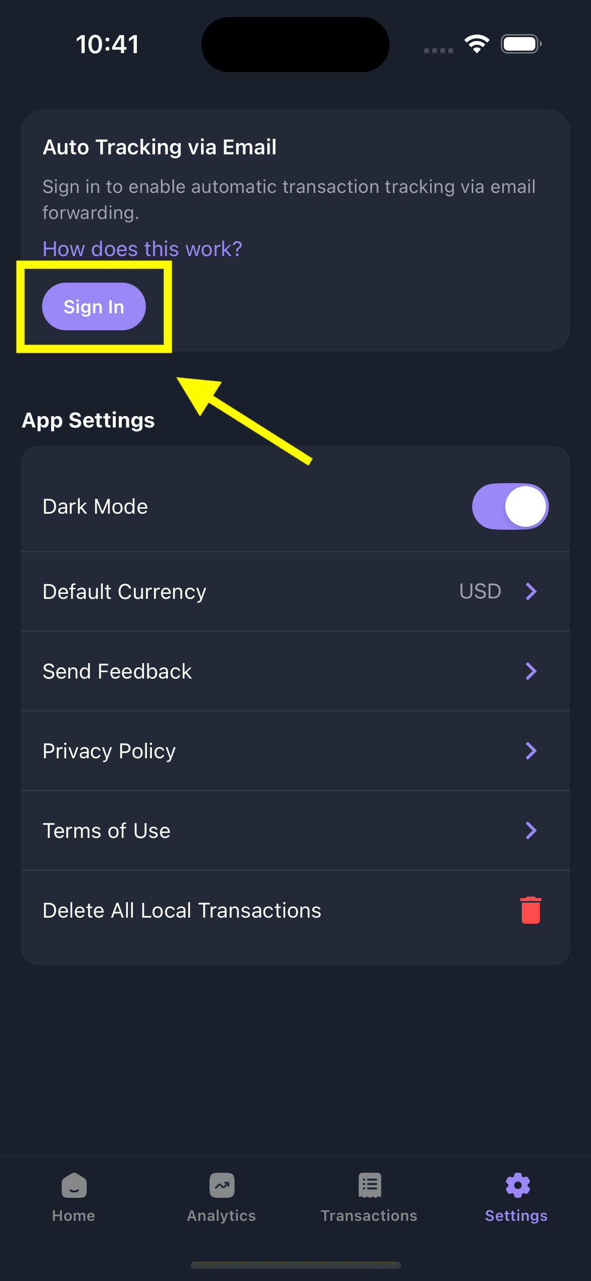 Graiden app login screen