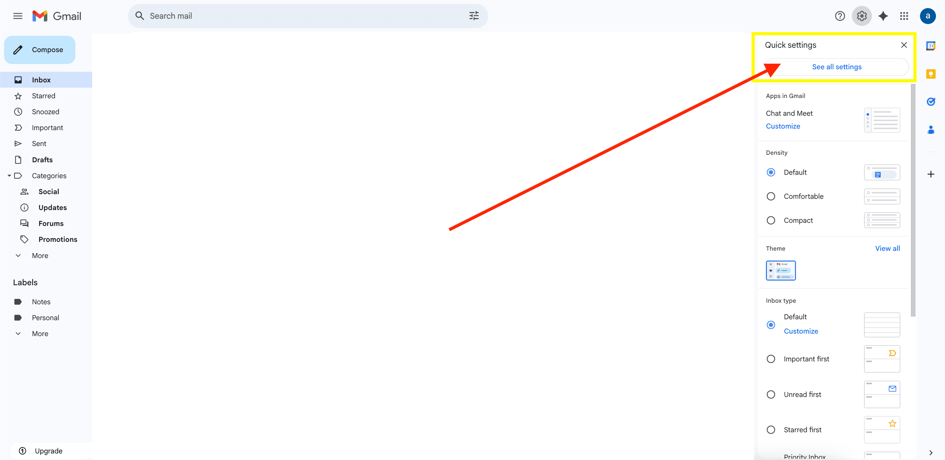 Gmail homepage