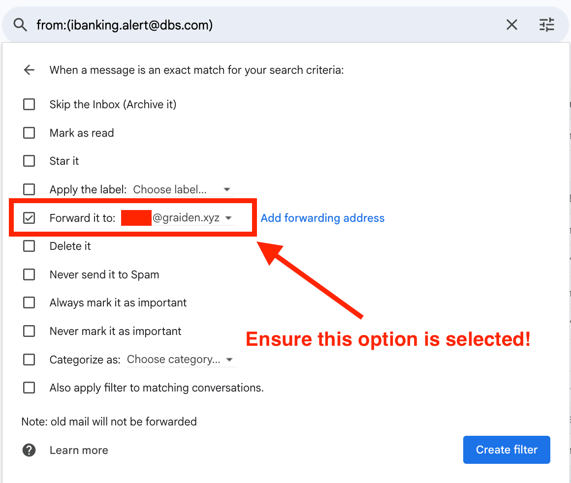 Select forwarding option