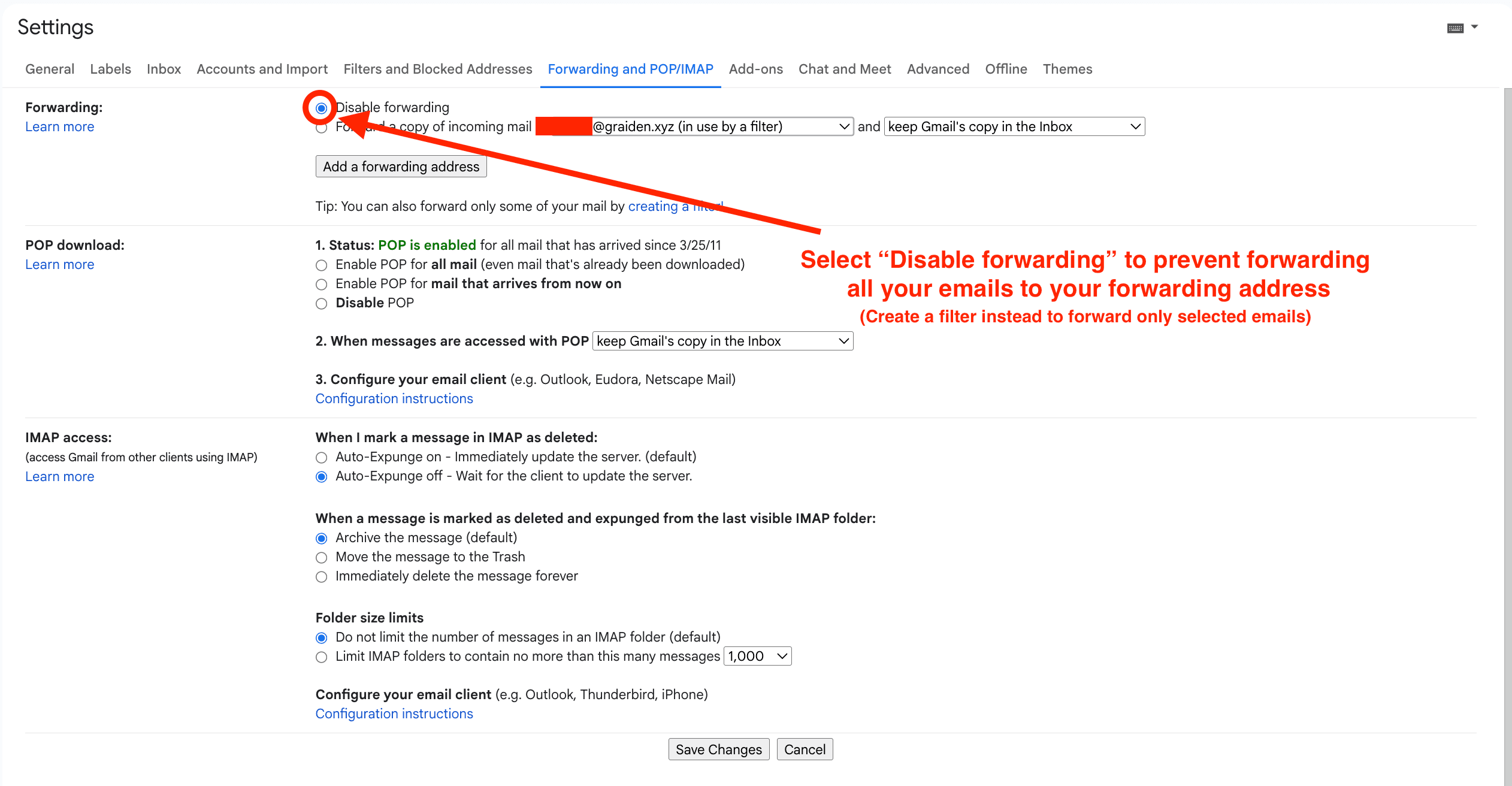 Do not forward all emails